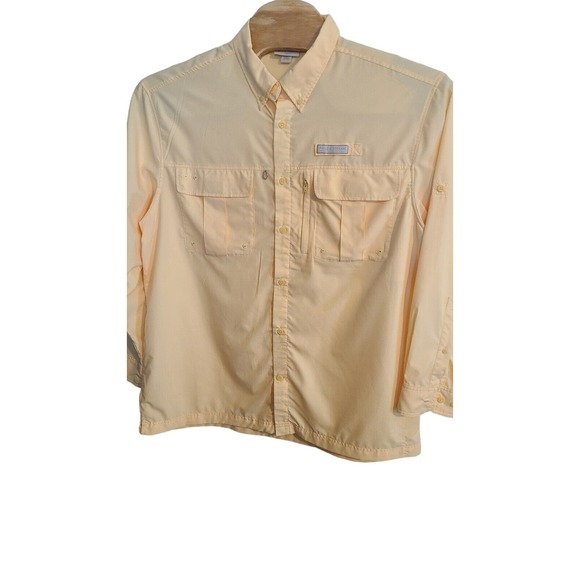 Field Stream Fishing Shirt Men XL‎ Yellow Long Sleeve Button Up Vented Outdoor - Picture 1 of 2